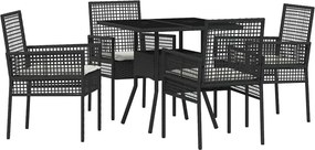 vidaXL Set de masă pentru grădină 5 pcs Negru poliratan