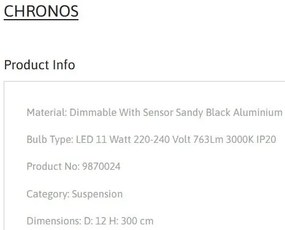 Pendul LED design minimalist CHRONOS negru