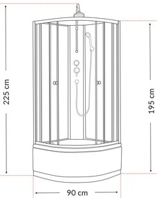 Cabină de duș Karolino 90 cu cadă adâncă albă