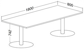 Masa de intalnire ProOffice 180 x 80 cm, cires