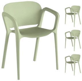 Outsunny Set de 4 Scaune Suprapozabile pentru Grădină, 60x56x75 cm, Verde | Aosom Romania