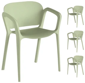 Outsunny Set de 4 Scaune Suprapozabile pentru Grădină, 60x56x75 cm, Verde | Aosom Romania