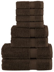 vidaXL Set de prosoape premium SOLUND, 8 piese, maro, 600 g/m²