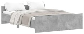 3203792 vidaXL Cadru de pat cu tăblie la cap/picioare, gri beton, 135x190 cm