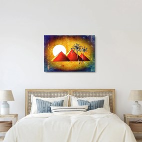 Tablou pe sticlă cu piramidele egiptene pictate (70x50 cm)