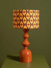 Lampa de masa portocalie din metal , cu abajur din bumbac , "Groovy"