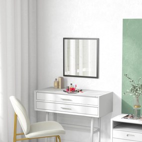 HOMCOM OGLINDĂ MURALĂ PĂTRATĂ 50 x 50 cm, cadru din lemn negru, ideală pentru baie, living sau dormitor | Aosom Romania