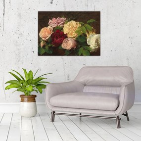 Tablou - Henri Fantin-Latour, Roses de Nice on a Table, reproducere (70x50 cm)