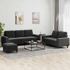 vidaXL Set de canapele, 3 piese, negru, textil