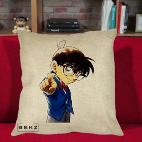 Perna Personalizata Detective Conan Conan Arata, 40x40 cm, Crem, Husa Detasabila, Perna Inclusa, BEKZ®