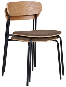 Scaun de dining negru/maro stivuibil cu aspect de lemn de frasin Estepona – House Nordic