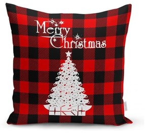 Set 4 fețe de pernă și un napron de masă cu model de Crăciun Minimalist Cushion Covers Christmas Tartan