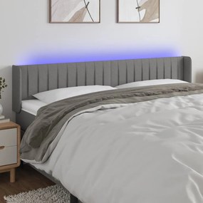 3123497 vidaXL Tăblie de pat cu LED, gri închis, 203x16x78/88 cm, textil