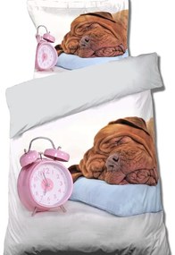 Lenjerie de pat cu un câine somnoros 2 părți: 1buc 160 cmx200 + 1buc 70 cmx80