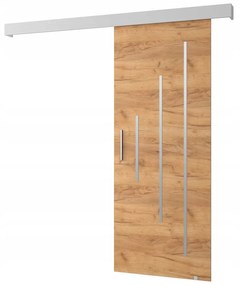 Uși culisante 90 cm Sharlene Y (stejar artisan + alb mat + argintiu). 1044019