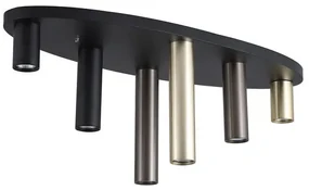 Plafoniera neagra cu 6 spoturi GU10 Tubes