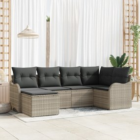 vidaXL Set de canapele pentru grădină 6 pcs Gri deschis Rattan poli