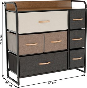 Comodă cu sertare din material textil, bej/maro deschis/maro închis, HAZEL TYP 3