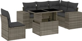 vidaXL Set mobilier grădină cu perne, 6 piese, gri, poliratan