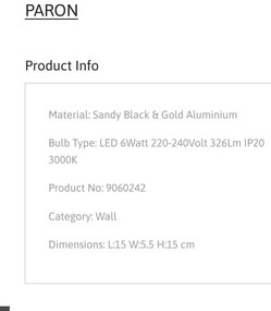 Aplica Spot LED stil minimalist PARON negru/auriu, NVL-9060242