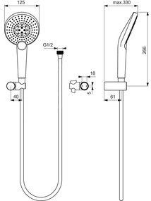 Set de dus Ideal Standard IdealRain EvoJet Round cu para dus 3 functii, furtun si agatatoare, crom lucios