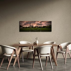 Tablou cu peisaj și biserică (cu ceas) (90x30 cm)