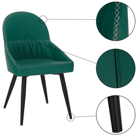 Scaun de masă, piele ecologică verde/metal, KALINA