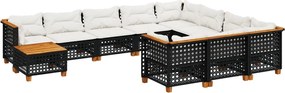 vidaXL Set canapele de grădină cu perne, 11 piese, negru, poliratan