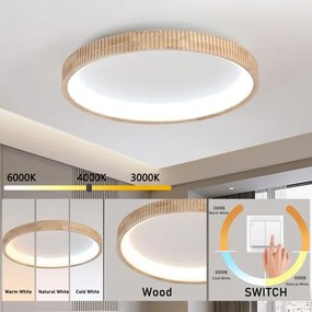 Brilagi - Plafonieră LED FALCON WOOD MODERN, 60 W, 230 V, Ø 80 cm, lemn