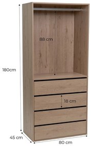 Dulap modular în culoare naturală deschis cu aspect de lemn de stejar 80x180x45 cm Modular – Casa Selección