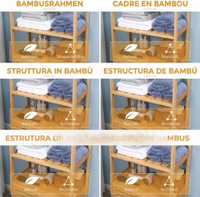 kleankin Dulap de baie cu 2 rafturi deschise si dulap cu doua usi, din bambus cu usa cu clapeta, natural | Aosom Romania