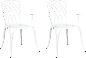 vidaXL Scaun pentru Grădină 2 pcs Alb 53 x 51 x 88,5cm Aluminiu