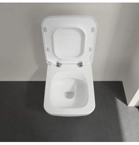 Set vas WC rimless suspendat, Villeroy&amp;Boch Venticello, DirectFlush, cu capac inchidere lenta, 37.5x56cm, Alb Alpin, 4611RS01