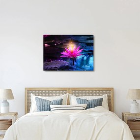 Tablou pe sticlă cu lotus pe apă (70x50 cm)