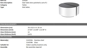 Set 2 masute laterale design elegant LUX Astra, argintiu-negru 114359 HZ