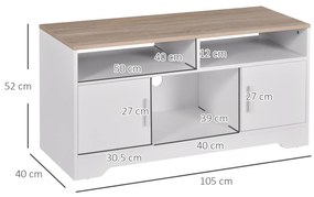 Mobilier pentru TV pana la 42", din fibra de lemn, 105x40x52cm, Alb si lemn natural HOMCOM | Aosom RO