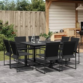 3295123 vidaXL Set mobilier de grădină, 9 piese, negru, textilenă