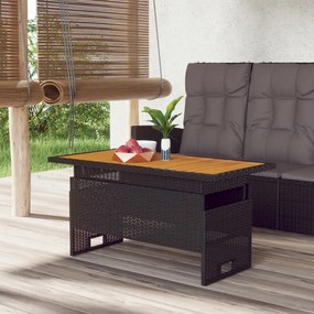 362187 vidaXL Masă de grădină negru 100x50x43/63 cm lemn acacia și poliratan