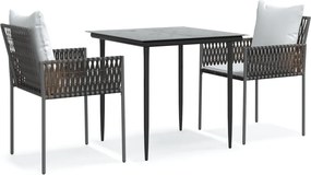 vidaXL Set mobilier de grădină cu perne, 3 piese, poliratan și oțel