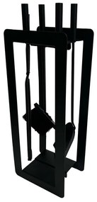 Set de unelte pentru șemineu 60 cm, 4 piese, cusuport, negru, metal