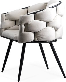 Scaune modern din catifea cu picioare metalice negre BUC 256 crem