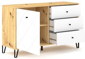 Comodă SULA, stejar artisan/albă