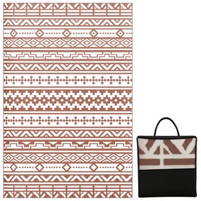 Outsunny Covor exterior reversibil 1,8 x 2,7 m, covor de sol cu model zid geometric din PP geantă de transport roșu și alb | Aosom Romania