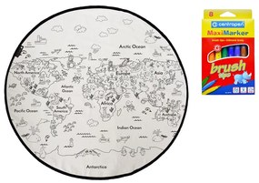 Set covor și markere pentru textile Butter Kings Colouring World, ø 130 cm