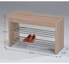 Laviţă cu dulap pentru încălţăminte, stejar sonoma/crom, LuşiA