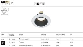 Spot incastrabil design tehnic Share alb, negru 10,2cm