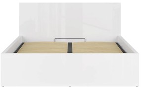 Pat matrimonial 160 cm Tetrix 11 (alb lucios) (cu somieră) (cu sp. depozitare). Promo -35%. 1098491