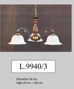 Lustra rustica suspendata cu 3 brate design italian 9940