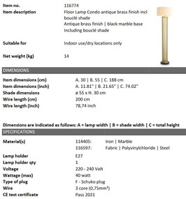 Lampadar, Lampa de podea design LUX Condo boucle crem