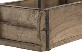 Suport lumânări decorativ ,natur din lemn de tec si metal, "Fjell"